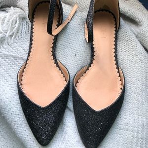 LOFT Pointed Toe Glitter Ballet Flats